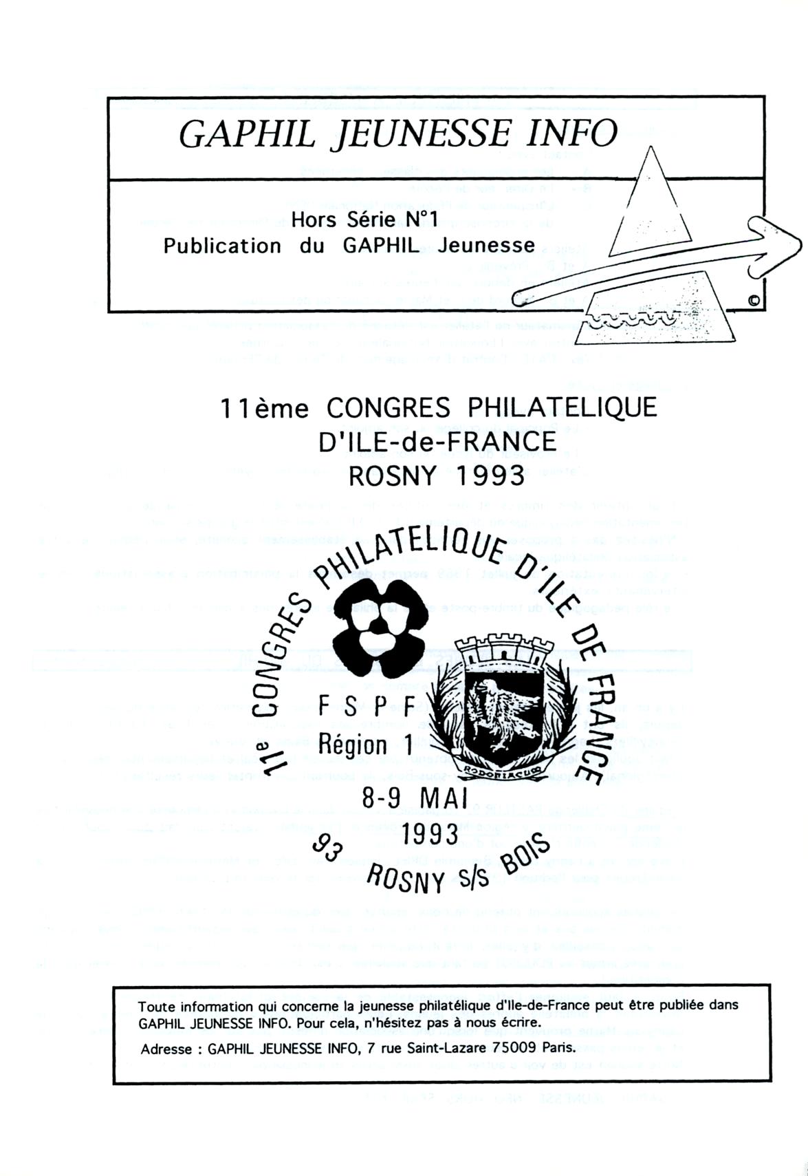 GAPHIL Info Spécial Jeunesse Hors Série n°01 de mai 1993.